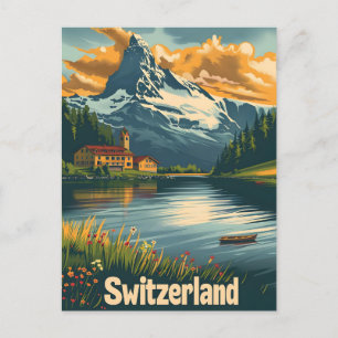 Majestic Matterhorn: Lakeside Bliss in Zwitserland Briefkaart