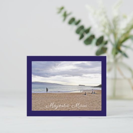 "Majestic Maui" / MENSEN OP HET STRAND WACHTEN OP  Briefkaart (Staand voorkant)
