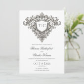 Majestic Monogram Crest Wedding Invitation (Debout devant)