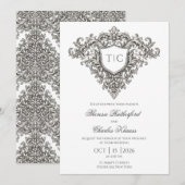 Majestic Monogram Crest Wedding Invitation (Devant / Derrière)