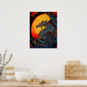 Majestic Moonlit Dragon - Retro Art Poster (Cuisine)