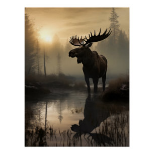 Majestic Moose bij zonsopgang Perfect Poster