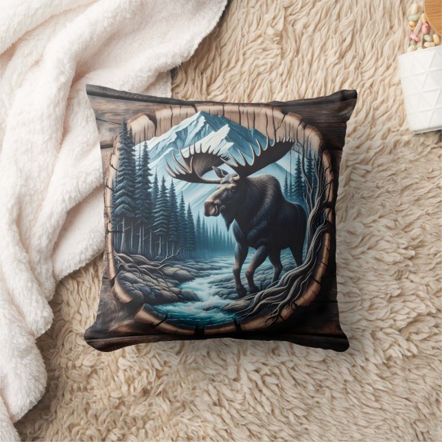 Majestic Moose door Stream in berglandschap Kussen (Deken)