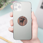 Majestic Moose Wood Plank Logo Rond Sticker (Telefoon)