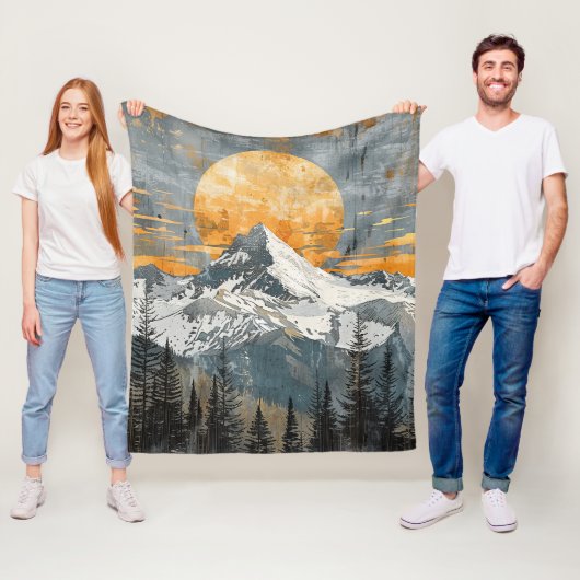 Majestic Mountain Landscape - Rustic Nature Fleece Deken (In situ)