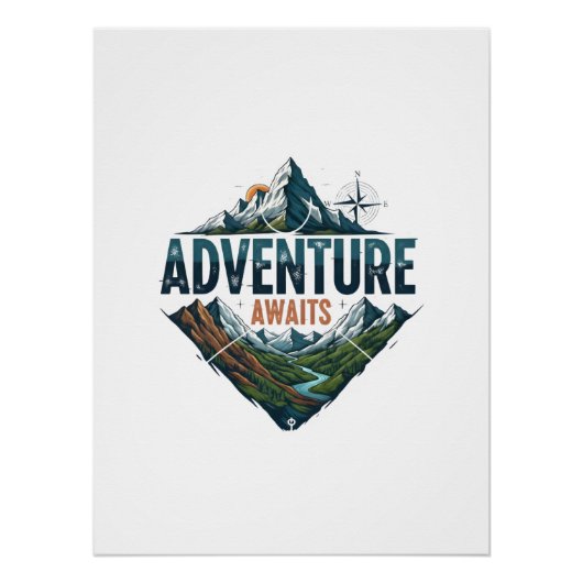 Majestic Mountain & River Adventure Art Print Perfect Poster (Voorkant)