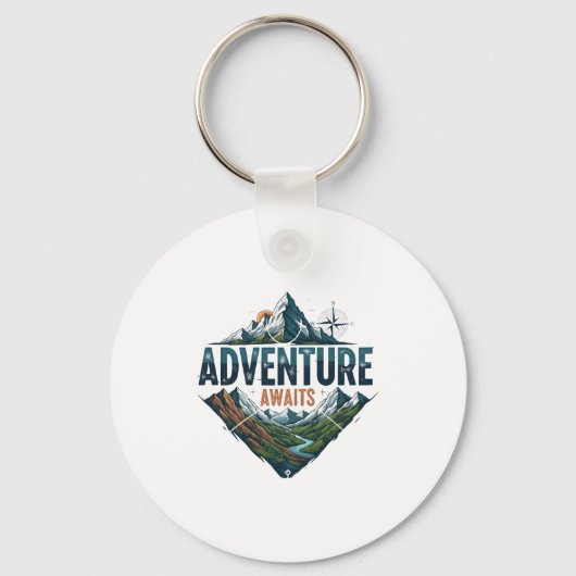 Majestic Mountain & River Adventure Art Print Sleutelhanger (Voorkant)