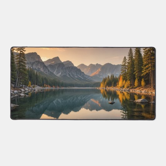 Majestic Mountain Sunset Desk Mat - Serene Natuur (Voorkant)