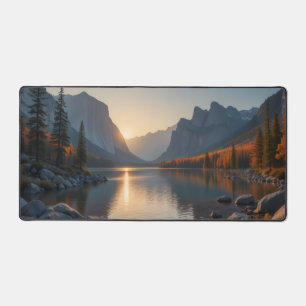 Majestic Mountain Sunset Desk Mat - Serene Natuur