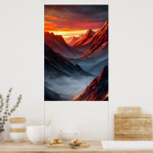 Majestic Mountain Sunset Poster (Keuken)