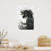 Majestic Mustang par BiHrLe Black Horse Poster (Cuisine)