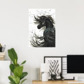 Majestic Mustang par BiHrLe Black Horse Poster (Bureau à domicile)