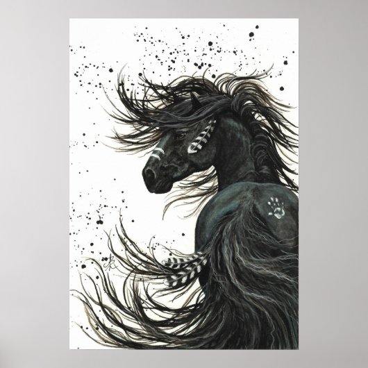 Majestic Mustang par BiHrLe Black Horse Poster (Devant)