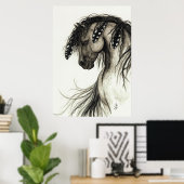 Majestic Mustang par BiHrLe Gray Horse Poster (Bureau à domicile)