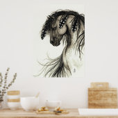 Majestic Mustang par BiHrLe Gray Horse Poster (Cuisine)