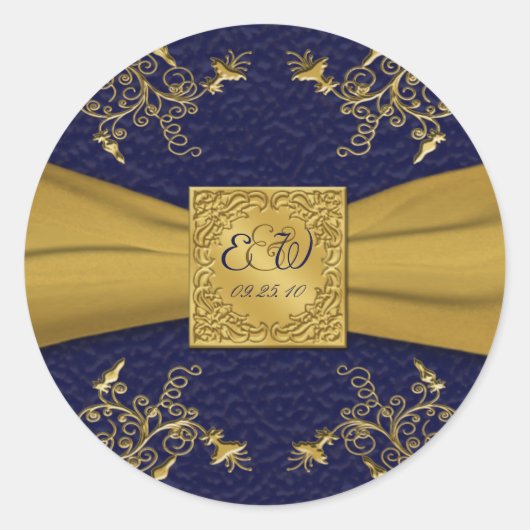 Majestic Navy en Gouden 1,5"Diameter Ronde Sticker (Voorkant)
