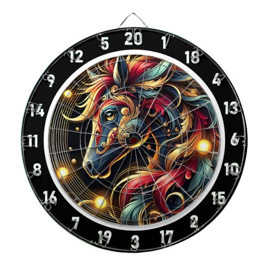 Majestic Neon Horse Adventure Design Dartbord (Voorkant)