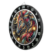 Majestic Neon Horse Adventure Design Dartbord (Voorkant Rechts)