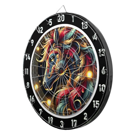 Majestic Neon Horse Adventure Design Dartbord (Voorkant Rechts)