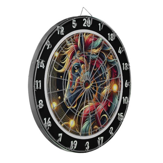 Majestic Neon Horse Adventure Design Dartbord (Voorkant Links)