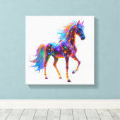 Majestic Neon Horse Canvas Afdruk (Insitu (Houten vloer))