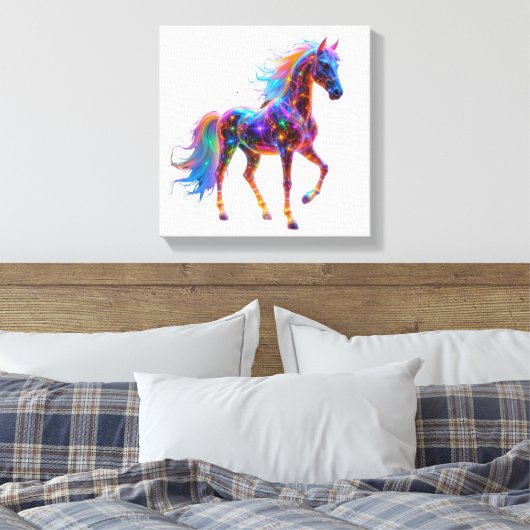 Majestic Neon Horse Canvas Afdruk (Insitu (Slaapkamer))