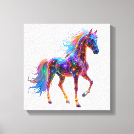 Majestic Neon Horse Canvas Afdruk (Voorkant)