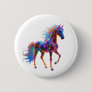 Majestic Neon Horse Ronde Button 5,7 Cm