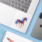 Majestic Neon Horse Sticker (Laptop met iPhone)