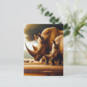 Majestic neushoorns Quenching Dorst Briefkaart (Staand voorkant)