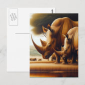 Majestic neushoorns Quenching Dorst Briefkaart (Voorkant / Achterkant)