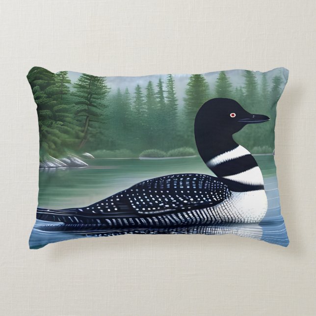 Majestic Northern Wilderness Loon Accent Kussen (Voorkant)