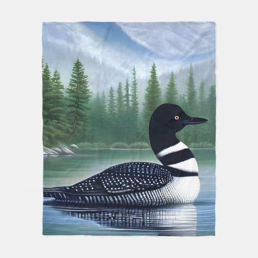 Majestic Northern Wilderness Loon Fleece Deken (Voorkant)