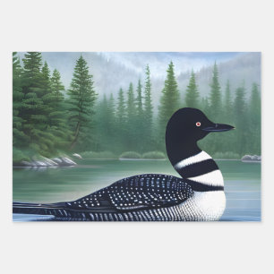 Majestic Northern Wilderness Loon Inpakpapier Vel
