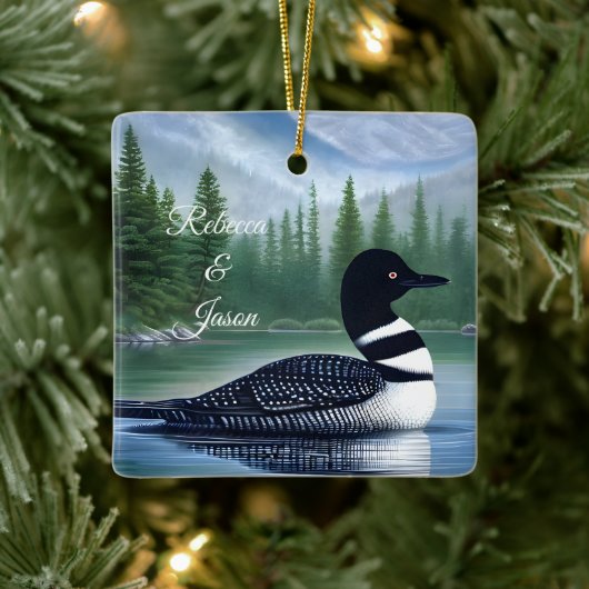 Majestic Northern Wilderness Loon Keramisch Ornament (Boom)