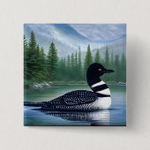 Majestic Northern Wilderness Loon Vierkante Button 5,1 Cm (Voorkant)