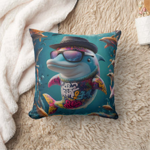Majestic Ocean Bliss : Coussin dauphin