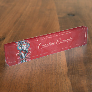 Majestic olifant in traditionele Japanse stijl. Naambordje