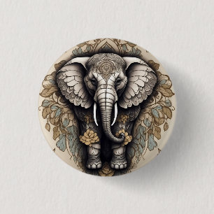 Majestic Olifant Mandala Ronde Button 3,2 Cm