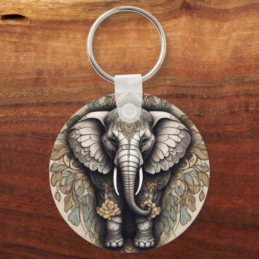 Majestic Olifant Mandala Sleutelhanger (Achterkant)