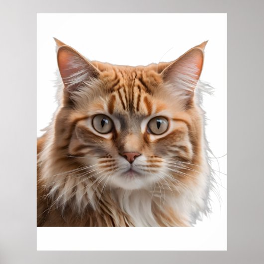 Majestic Orange Tabby Cat Portrait Poster (Voorkant)