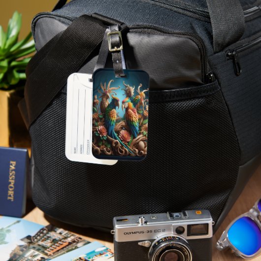 Majestic papegaaien Perched Bagagelabel (Voorkant & Achterkant)