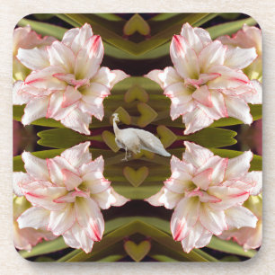 Majestic Peacock en Amaryllis Candy Cane Bier Onderzetter
