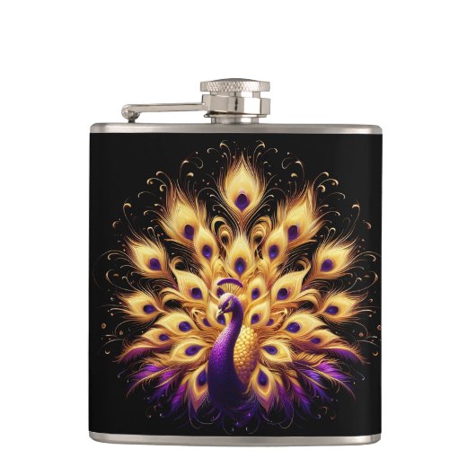 Majestic Peacock Perched Heupfles (Voorkant)