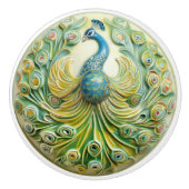 Majestic Peacock Splendor Keramische Knob Pull Knop (Voorkant)