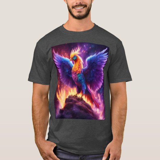 "Majestic Phoenix Resurgence: levendige gekleurde T-shirt (Voorkant)