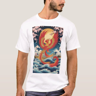 Majestic Phoenix Rising - Japanese Fantasy Art T-shirt