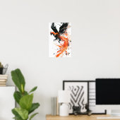 Majestic Phoenix Sketch Style Poster noir (Bureau à domicile)