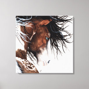 Majestic Pinto Horse Painting beroemd gemaakt door Canvas Afdruk