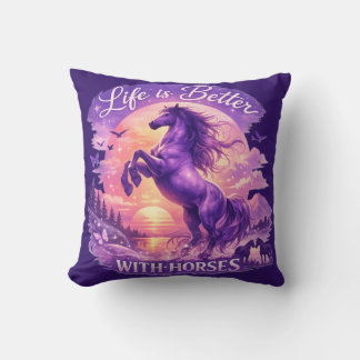 Majestic Purple Horse Sunset Dreamscape   Kussen